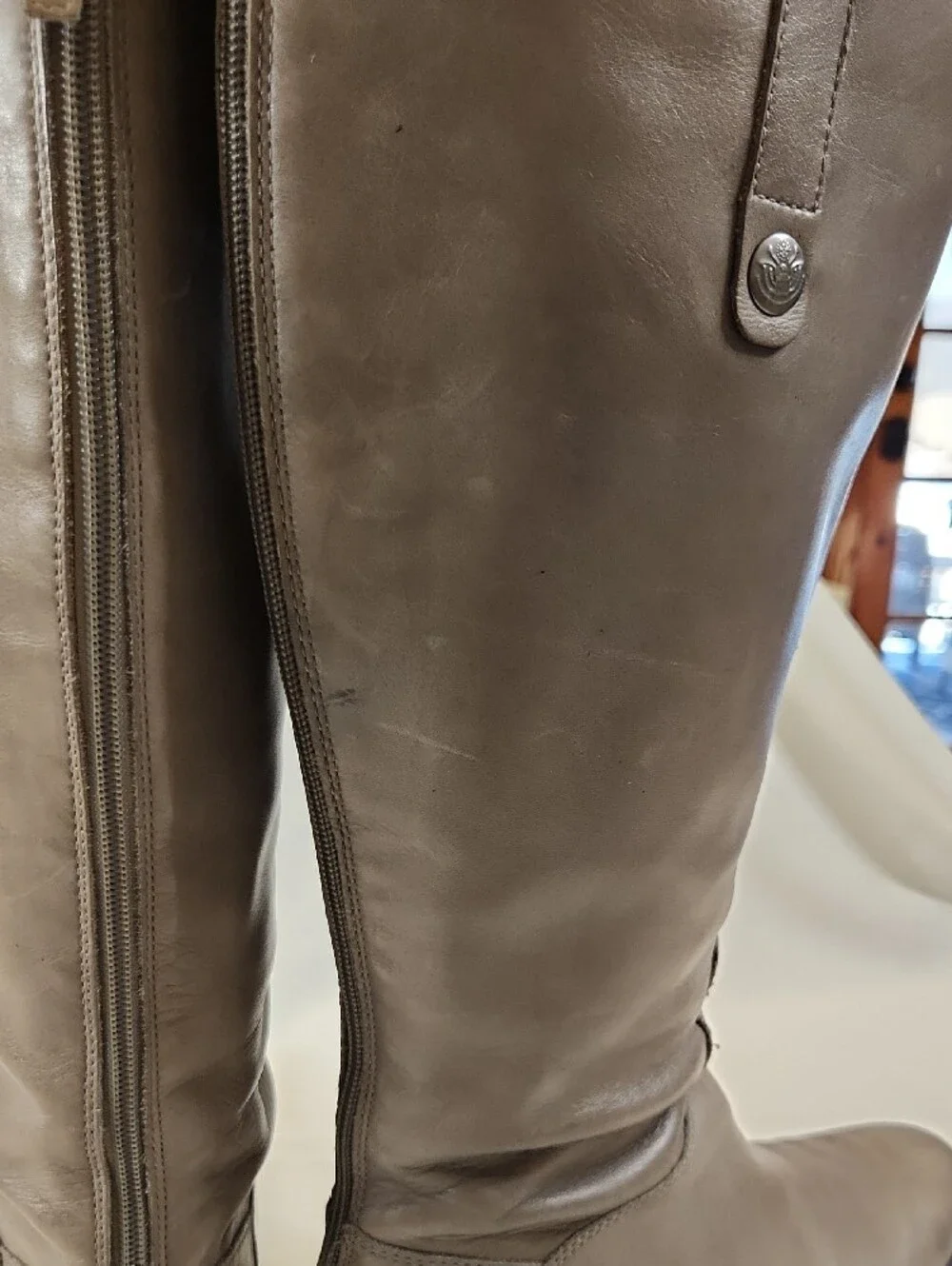 Wide Calf Delman Over-the-Knee Leather Boots in Grey